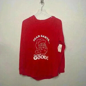 Holiday Time "Dear Santa I've Been Good" Long Sleeve Top Small NWT